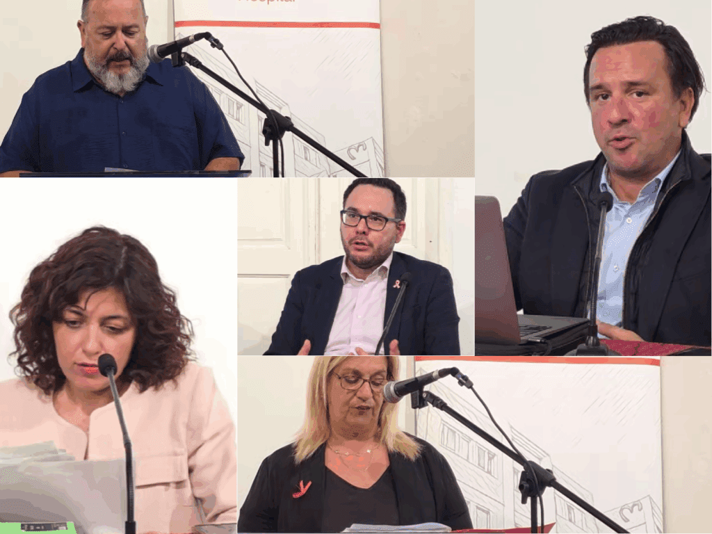 Οι ομιλητές της εκδήλωσης για τον καρκίνο του μαστού στην Αίγινα.